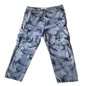 Wrangler Men's Grey Camo Cargo Pants 42x40 Casual Outdoors Hiking Fishing